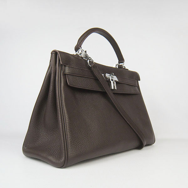 High Quality Hermes Kelly 35cm Togo Leather Bag Dark Coffee 6308 - Click Image to Close